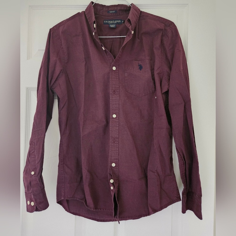 U.S. Polo Assn. Men's Maroon Button Down Shirt